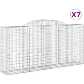 vidaXL Gabions avec arc surélevé 7 pcs. 300x50x140/160cm Fer galvanisé
