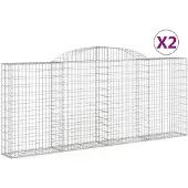 vidaXL Gabions avec arc surélevé 2 pcs. 300x30x120/140cm Fer galvanisé