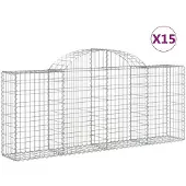 vidaXL Gabions avec arc surélevé 15 pcs. 200x30x80/100cm Fer galvanisé