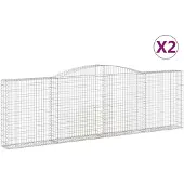 vidaXL Gabions avec arc surélevé 2 pcs. 400x30x120/140cm Fer galvanisé