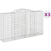 vidaXL Gabions avec arc surélevé 3 pcs. 300x50x160/180cm Fer galvanisé