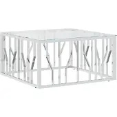 vidaXL Table basse 80x80x40 cm acier inoxydable et verre