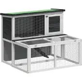 vidaXL Clapier pour lapins Gris 102x90x84,5 cm Pin massif