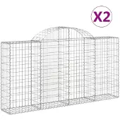 vidaXL Gabions avec arc surélevé 2 pcs. 200x30x100/120cm Fer galvanisé