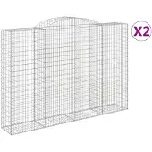 vidaXL Gabions avec arc surélevé 2 pcs. 300x50x200/220cm Fer galvanisé