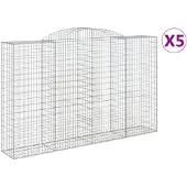 vidaXL Gabions avec arc surélevé 5 pcs. 300x50x180/200cm Fer galvanisé