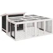 vidaXL Clapier pour lapins Gris 144x123x67,5 cm Pin massif