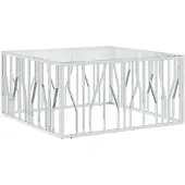 vidaXL Table basse 100x100x50 cm acier inoxydable et verre