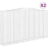 vidaXL Gabions avec arc surélevé 2 pcs. 400x50x220/240cm Fer galvanisé