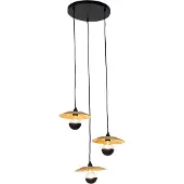 QAZQA Suspension rustique noire avec corde 3 lumières - Leia