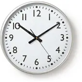 Nedis Horloge murale | Diamètre : 380 mm | Plastique | Argent / Blanc