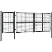 vidaXL Portail de jardin grillagé Anthracite 400x125 cm Acier galvanisé