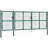 vidaXL Portail de jardin grillagé vert 400 x 125 cm en acier galvanisé