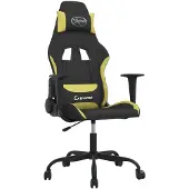 vidaXL Chaise de jeu avec fonction de massage Noir et vert clair Tissu