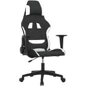 vidaXL Chaise de jeu avec fonction de massage Noir et blanc Tissu