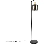 QAZQA Lampadaire noir avec verre doré et fumé avec PUCC - Zuzanna