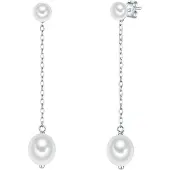 Valero Pearls Boucles d'oreilles argent / blanc perle