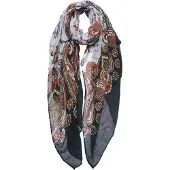 Juleeze JZSC0754Z - Écharpe pour femme, motif noir et rouge, 90x180 cm