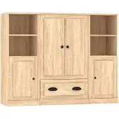 vidaXL Highboards 3 pcs. chêne Sonoma bois composite