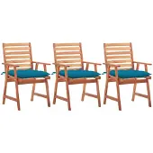 vidaXL Chaises de jardin 3 pièces avec coussins en bois massif d'acacia