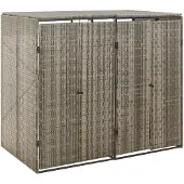 vidaXL Box pour poubelles 2 tonnes gris 140x80x117 cm Poly rotin