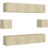 vidaXL Ensemble d'armoires TV 6 pièces en bois composite chêne Sonoma
