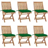 vidaXL Chaises de jardin pliantes avec coussins 6 pcs. Bois massif teck