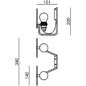 Stilnovo Applique Murale , Bugia, dimmable, Noir, Salon / séjour, Métal, Design