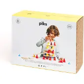 Oppi Jeu de construction - Piks Médium kit (44 pièces) - Bois et silicone - Multicolore