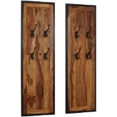 vidaXL Portemanteaux 2 pcs Bois solide de Sesham