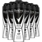 Rexona 6 déodorants en spray pour homme « Invisible » noir et blanc, 150 ml