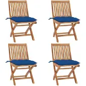 vidaXL Chaises de jardin pliantes avec coussins 4 pcs. Bois massif teck
