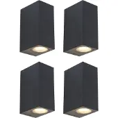 QAZQA Ensemble de 4 appliques murales modernes noires 2 lumières IP44 - Baleno