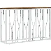 vidaXL Table console acier inoxydable et bois massif de récupération