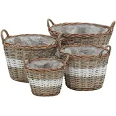 vidaXL Lits surélevés 4 pcs Osier avec doublure en PE