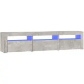 vidaXL Armoire TV avec lampes LED gris béton 180x35x40 cm