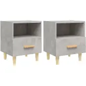 vidaXL Tables de chevet 2 pcs Gris béton 40x35x47 cm