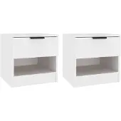 vidaXL Tables de chevet 2 pcs Blanc Bois d'ingénierie