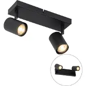 QAZQA Plafonnier moderne noir 2 lumières réglable rectangulaire - Jeana