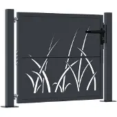 vidaXL Portail de jardin Anthracite 105 x 105 cm Acier Design Herbe