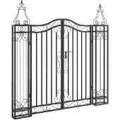 Super Merchant Portail de jardin noir 121x8x120 cm fer forgé