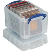 Really Useful Box Boîte de transport , volume 3 l, L 240 x l 180 x H 160 mm, empilable, avec couvercle &amp; poignées rabattables, PP, transparent
