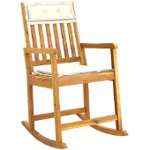 vidaXL Chaise à bascule avec coussin en bois massif d'acacia