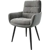 DELIFE Chaise-de-salle-à-manger Abelia-Flex avec accoudoirs velours gris 4 pieds coniques noir