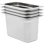 vidaXL Récipients Gastronorm 4 pcs GN 1/3 200 mm acier inoxydable