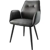 DELIFE Chaise-de-salle-à-manger Zoa-Flex cuir de vache noir 4 pieds coniques noir ressorts ensachés