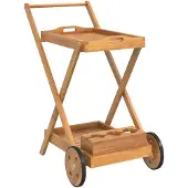 vidaXL Chariot à thé 54x87x90 cm en bois massif d'acacia