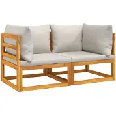 vidaXL Canapés d'angle modulaires 2 pièces avec coussins gris clair en bois massif d'acacia