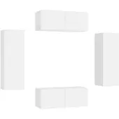 vidaXL 4 Piece TV Cabinet Set White Engineered Wood