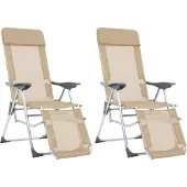 vidaXL Chaises longues pliantes avec repose-pieds 2 pcs. Crème Textilène